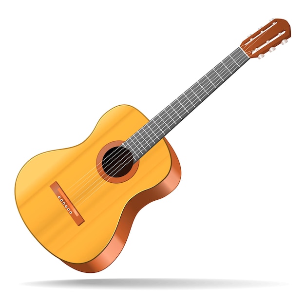 Vetor realista detalhada guitarra acústica madeira instrumento musical para blues, jazz ou rock. ilustração vetorial