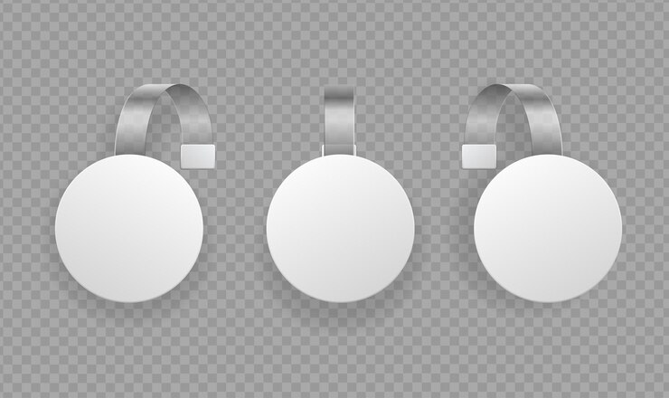 Vetor realista detalhado 3d branco em branco redondo wobbler promoção apontando venda vazio modelo mockup set ilustração vetorial