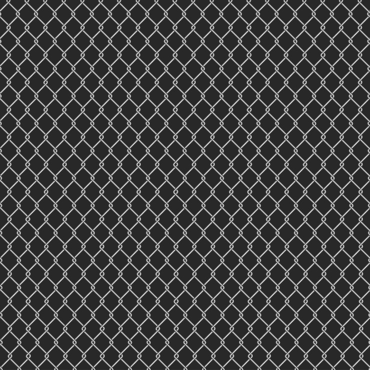 Vetor realista detalhado 3d cerca metálica malha de arame padrão sem costura vetor de fundo