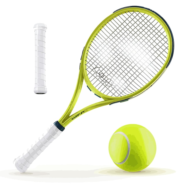 Vetor realista_ténis_bola_e_tênis_rackete
