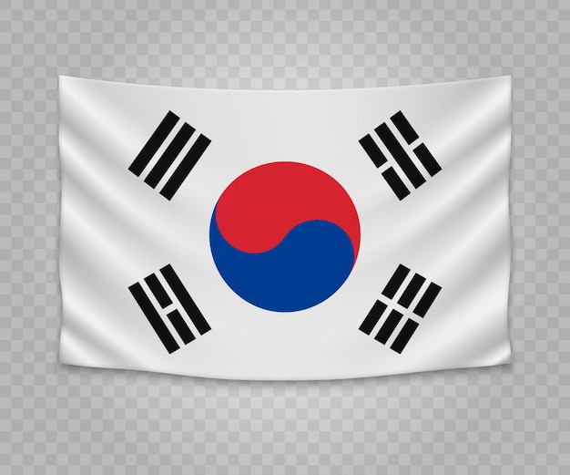 Realistic bandeira de suspensão da Coreia do Sul