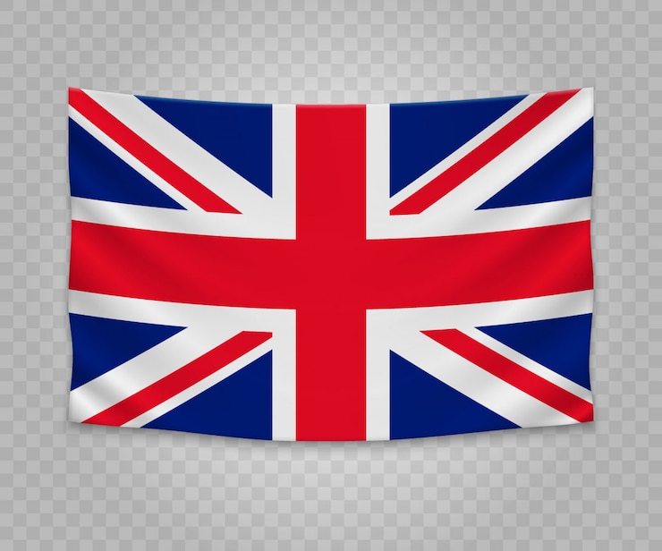 Vetor realistic bandeira de suspensão do reino unido