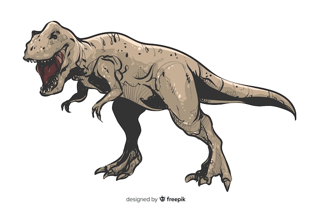 Vetor realistic hand drawn t rex fundo