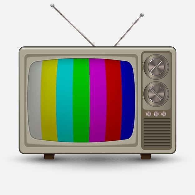 Realistic old vintage tv. televesion retro sem teste de sinal. ilustração em fundo branco