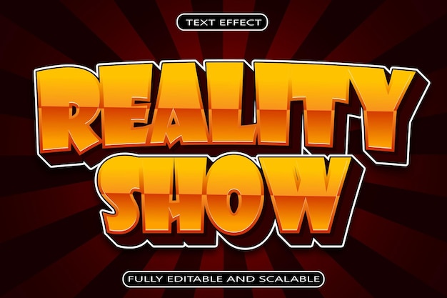 Reality show efeito de texto editável gravação 3d estilo moderno