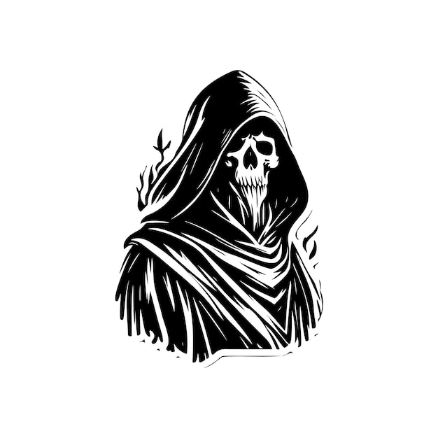 Vetor reaper icon mão desenhar cor preta elemento vetor logotipo halloween e símbolo perfeito