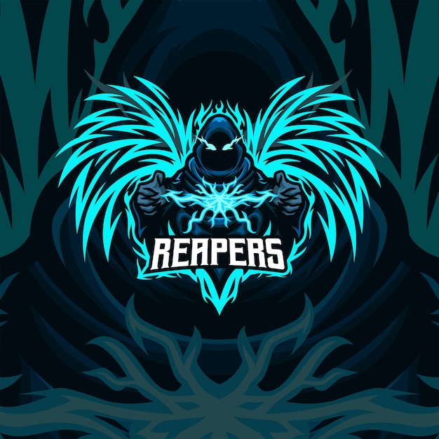 Reaper masscot logo esport vetor premium
