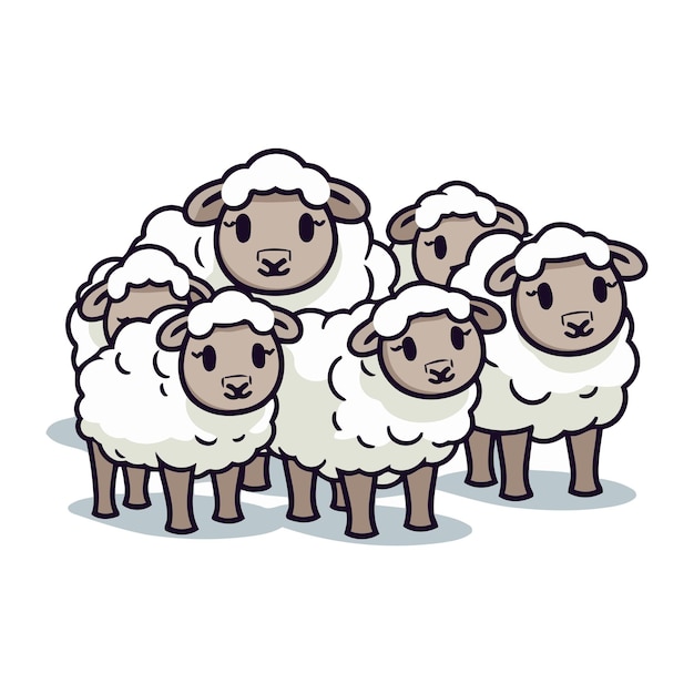 Vetor rebanho de ovelhas ilustração vetorial de um grupo de ovelhas