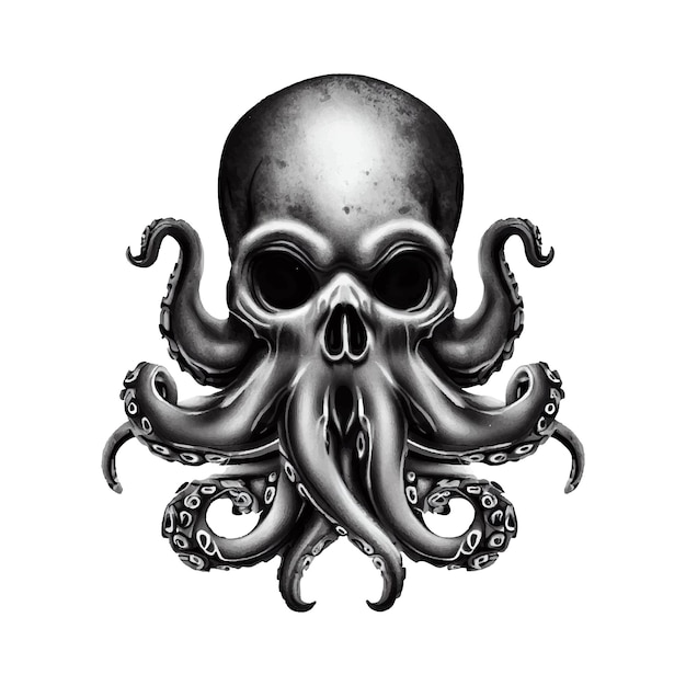 Vetor rebelde interior com este octoskull vector combinando a essência sinistra de um crânio com os tentáculos