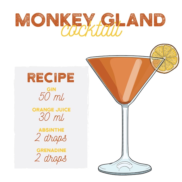 Receita de ingredientes para coquetéis de glândula de macaco