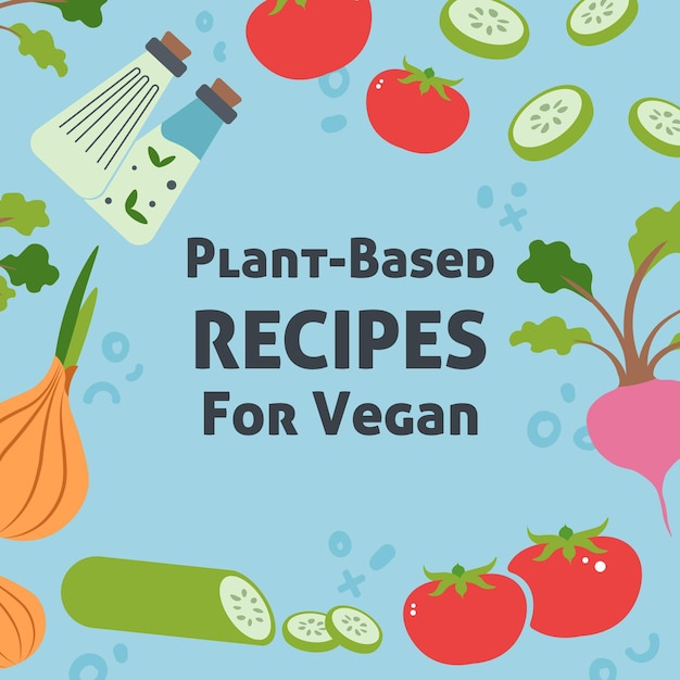 Receitas à base de plantas para vetor de menu saudável vegano