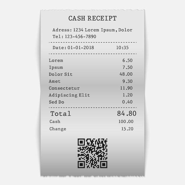 recibo de venda de papel em dinheiro