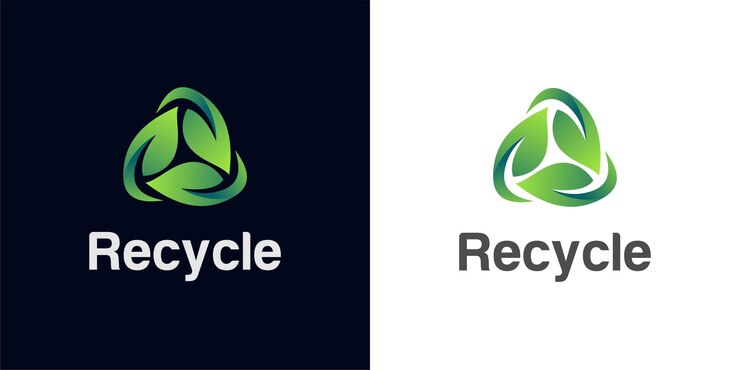Vetor reciclagem de triângulo com folha verde reciclando logotipo de ecologia ícone de folha ilustração vetorial design de logotipo ecológico