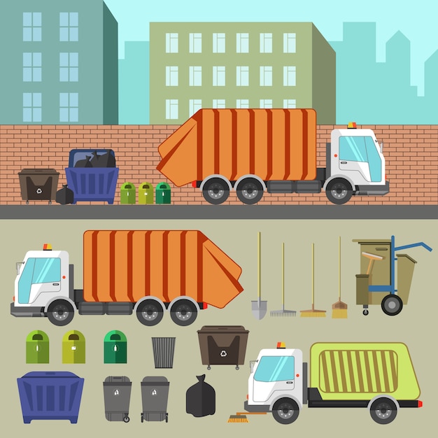Reciclagem e remoção de lixo.