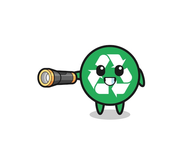 Reciclagem mascote segurando lanterna