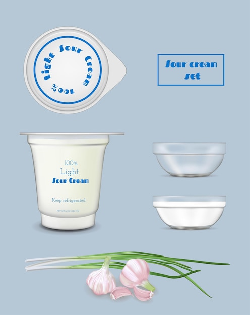Recipiente de plástico alimentar para iogurte e creme de leite Modelo de maquete transparente
