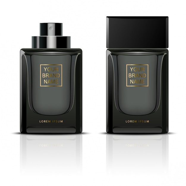 Recipientes de perfume preto