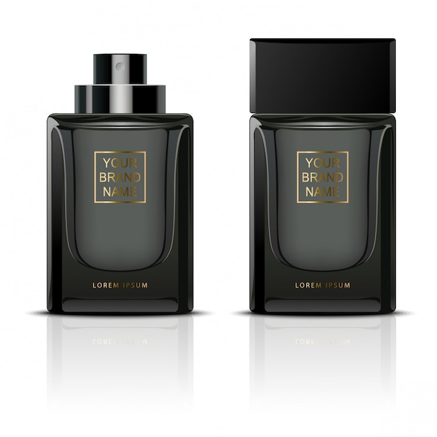 Vetor recipientes de perfume preto