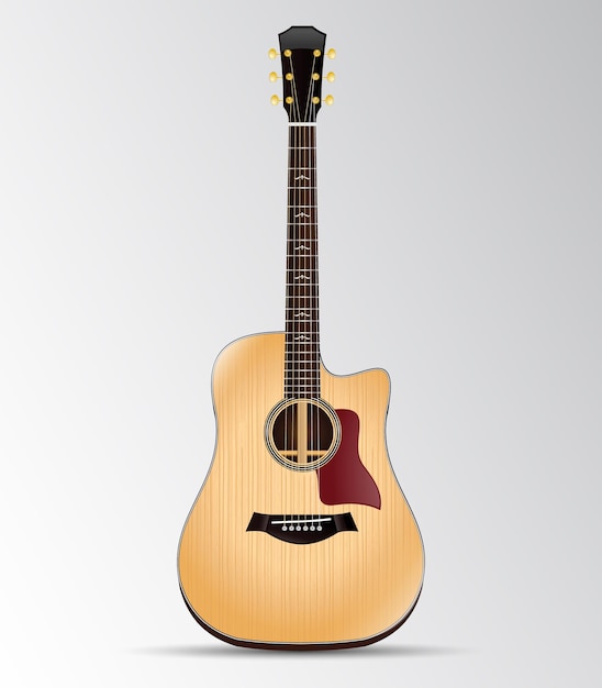 Vetor recorte de guitarra acústica dreadnought isolado