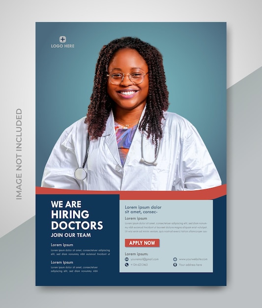 Recrutamento de empregos de saúde médica por vetor Design de modelo de folheto de postagem de mídia social