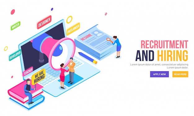 Recrutamento ou contratação de uma landing page baseada em conceito.