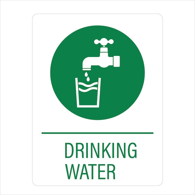 Rectângulo verde isolado imprimível água potável guardar para beber água com ilustração água da torneira