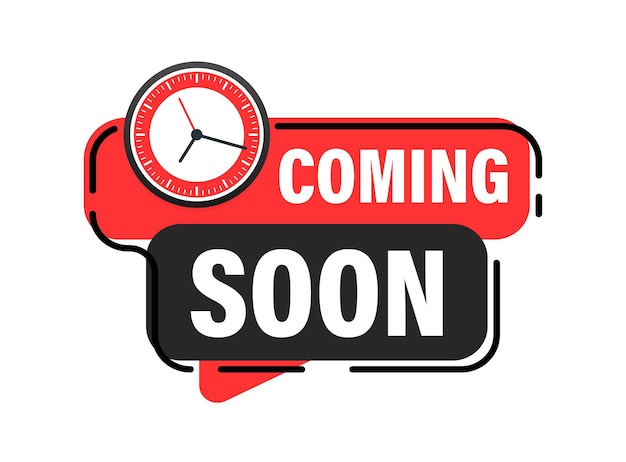 Red and black coming soon countdown clock vector design ilustração de vetores