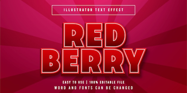 Vetor red berry, título do jogo editável, efeito de texto estilo gráfico