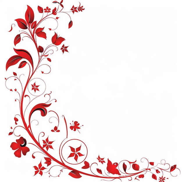 Vetor red floral swirls fundo branco