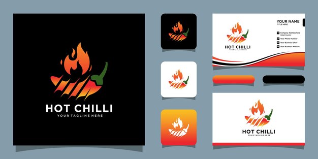 Red hot chili logo designs concept vector pimenta picante logo designs template Premium Vector