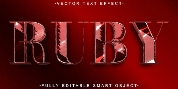 Vetor red luxury shiny ruby vector completamente editável objeto inteligente efeito de texto