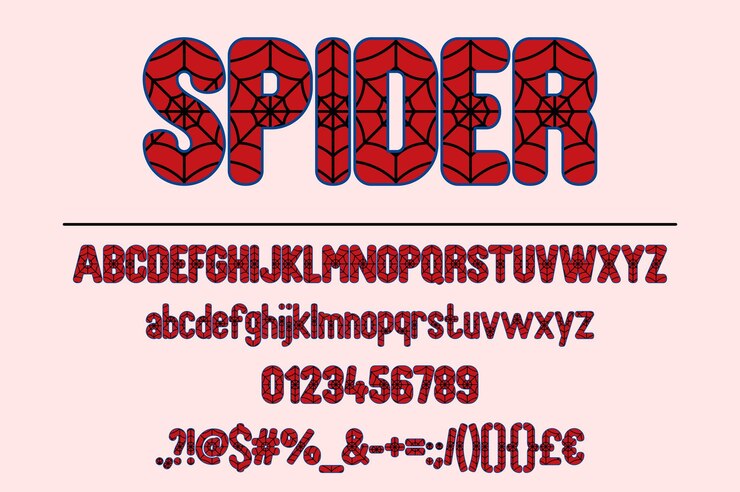 Vetor red spider typography art design gráfico criativo com vários elementos de fonte