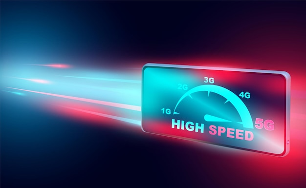 Vetor rede de conceito de internet de alta velocidade em redes de banda larga de smartphones velocidade isométrica