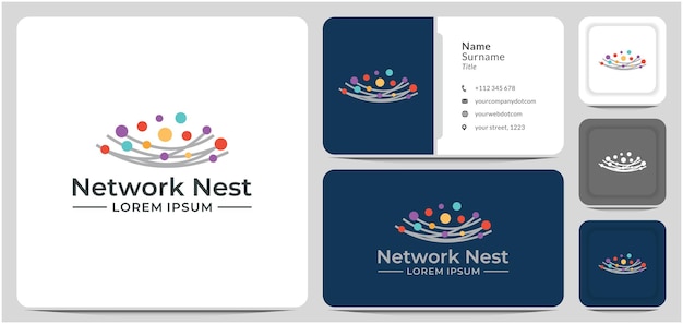 Rede ninho design de logotipo vetor linha conectar dados