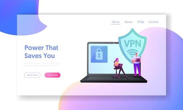 Vetor rede privada virtual, modelo de página de destino vpn.