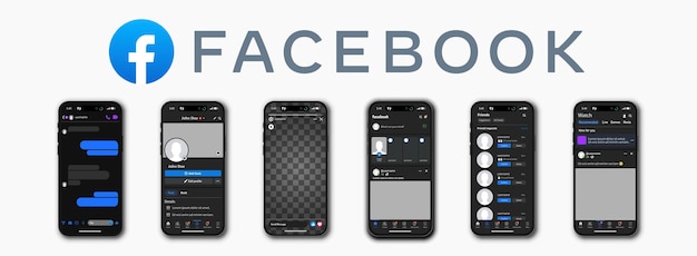 Rede social de interface do Facebook na tela do iPhone 14. Maquete de mídia do Facebook com botões.