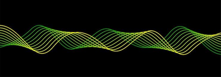 Vetor redemoinho de fluxo de som fluxo de equalizador ilustração de conceito de onda sonora de néon gráfico de vetor