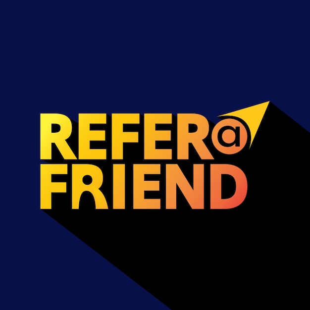 Vetor referir um adesivo de amigo para promoção de negócios referir e ganhar logotipo programa de referência