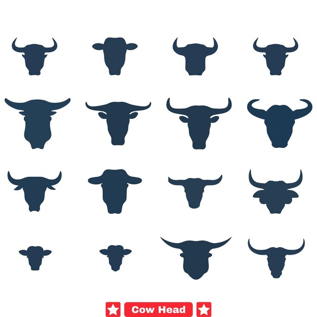 Vetor regal cow head vector bundle eleve sua marca com beleza bovina