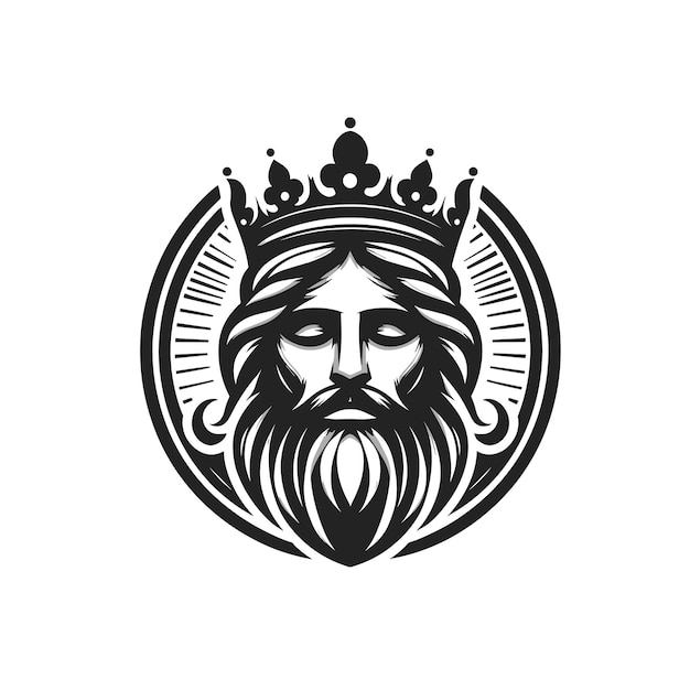 Vetor regal reverie monochrome king logo royalty