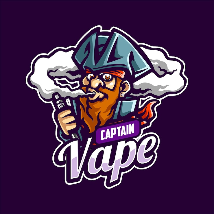 Vetor registro do mascote do desenho animado do capitão vape