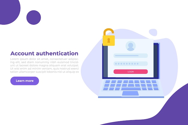 Registro e inscrição online, conceito de autenticação de conta. Ilustração em vetor interface do usuário.