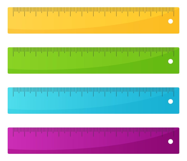 Vetor régua de cor diferente isolada no fundo branco