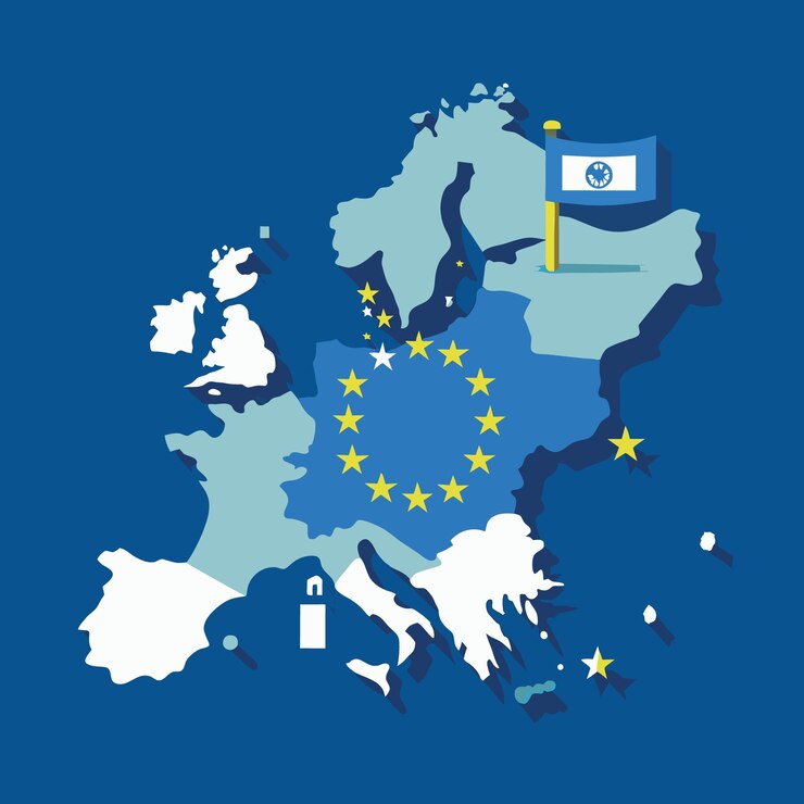 Vetor regulamento geral de proteção de dados (gdpr) mapa da grécia vetor da bandeira da ue