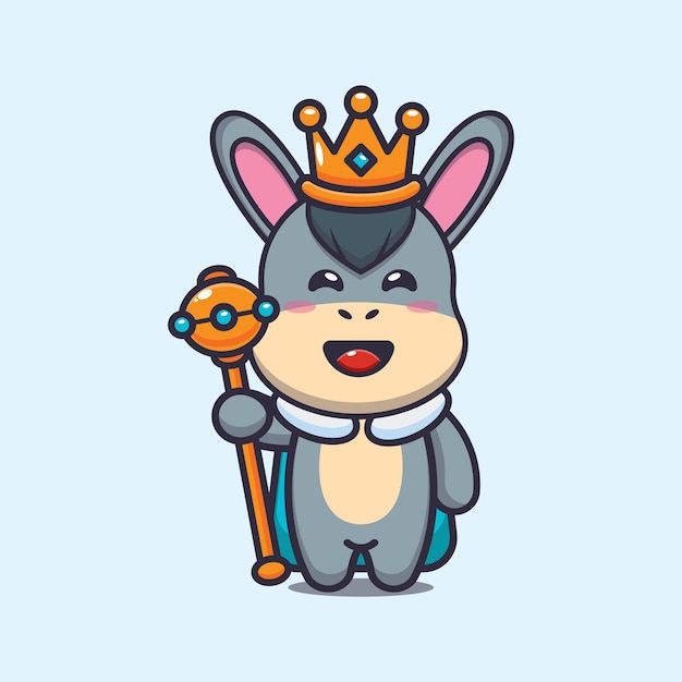 Rei de burro fofo ilustração de animal bonito dos desenhos animados