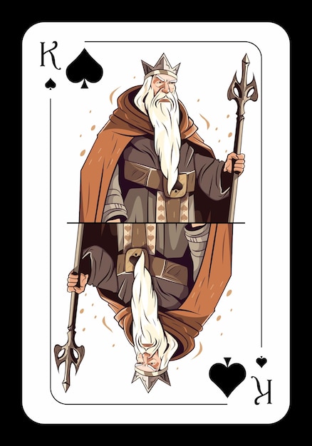 Vetor rei de espadas original design de cartas de jogo em ilustração vetorial de fundo preto