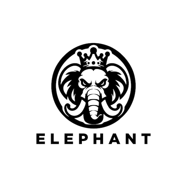 Vetor rei elefante com coroa logo design vector vector elefante irado