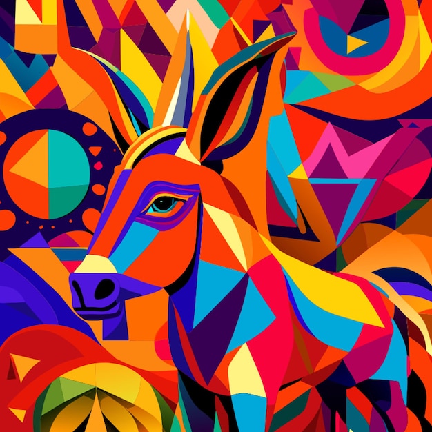 Reino animal burros coloridos formas abstratas ilustração vetorial