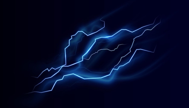 Relâmpago elétrico em um fundo azul escuro