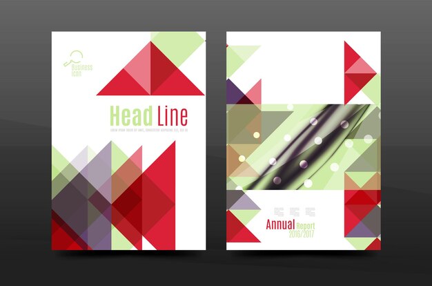 Relatório anual de design de geometria colorida a4 modelo de folheto de layout de folheto de revista ou folheto de folheto